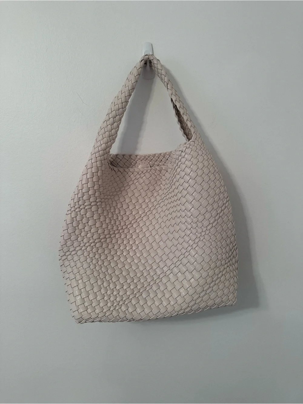 Woven Hobo Shoulder Bag - Cream